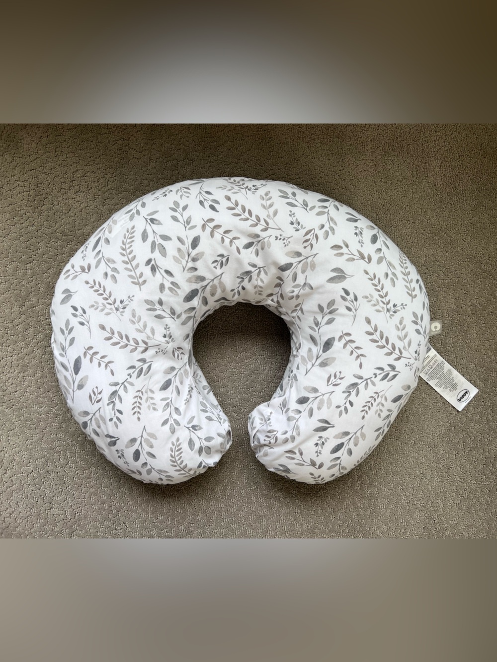 Boppy Pillow - gentle grey leaves